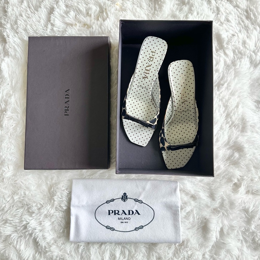 Vintage Prada SS200 Polka Dot Heart Kitten Heels - Picture 2 of 9